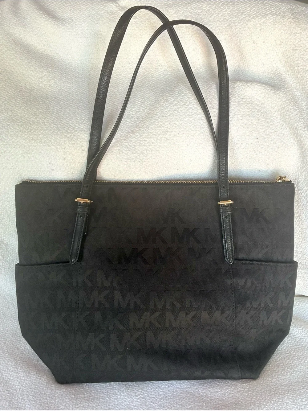 MICHAEL Michael Kors Black MK Logo Tote with Gold Charm